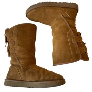 UGG Allegra Bow II Chestnut Sheepskin Boots Women’s 7